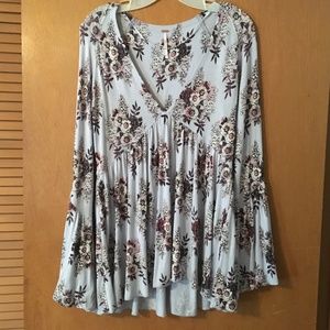 Free People floral speakeasy top long sleeve M